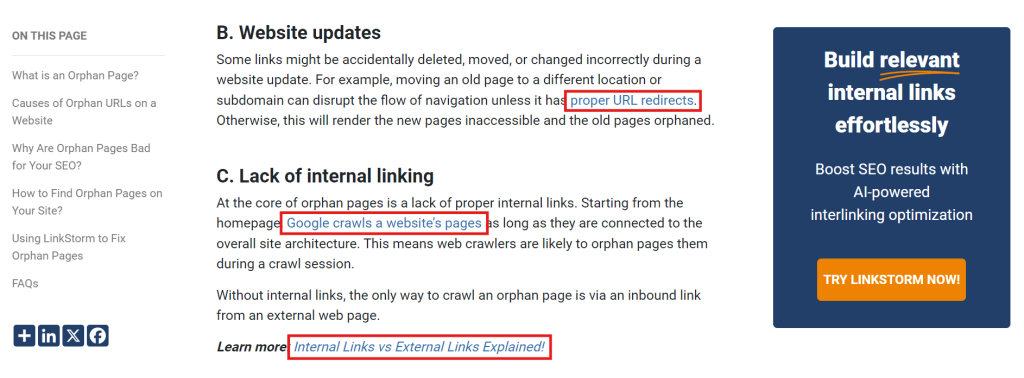 Example of contextual links