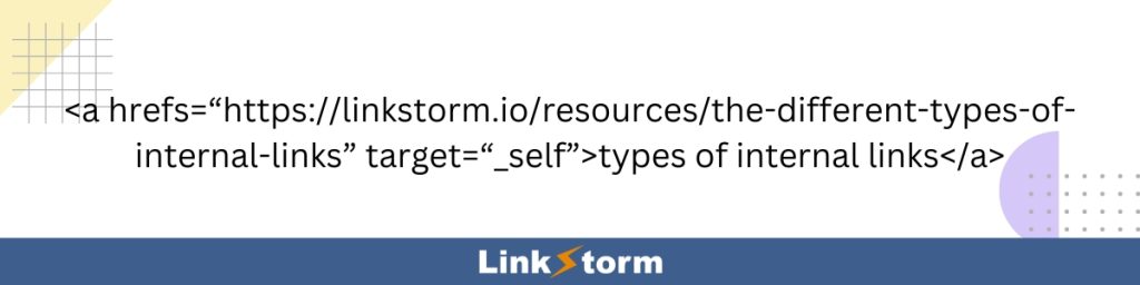 HTML sample for an internal link