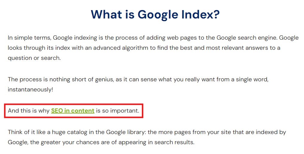 Screenshot of IndexCheckr's content on Google Indexing