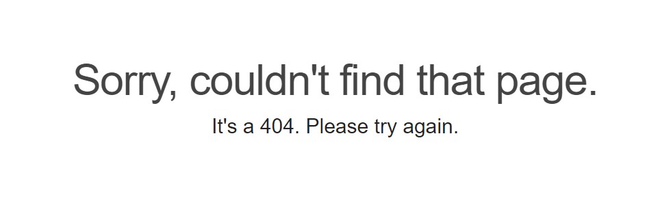 Screenshot of a 404 error message