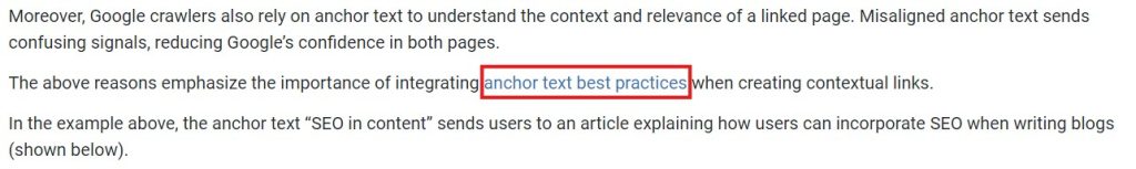 Screenshot of an example of descriptive anchor text