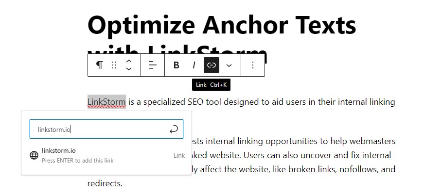 Screenshot showing how to embed a URL on WordPress