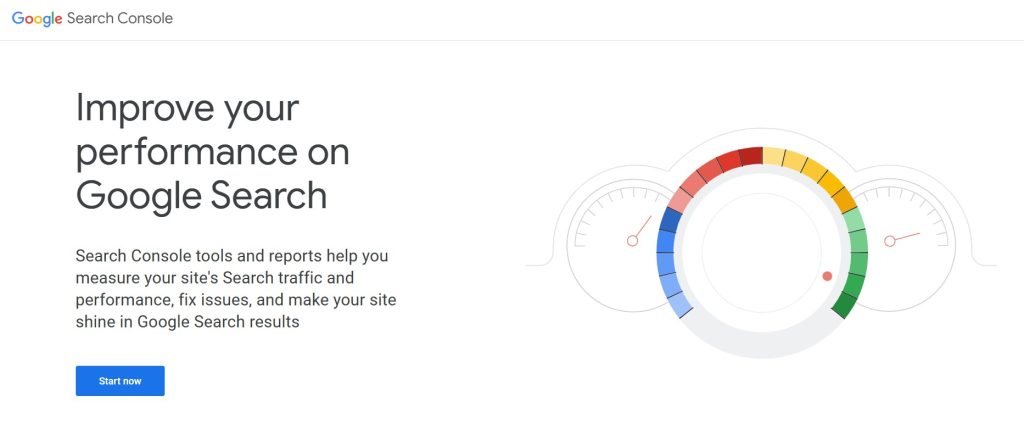 Screenshot of Google Search Console's homepage