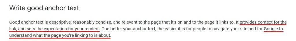 Writing good anchor text according to Google
