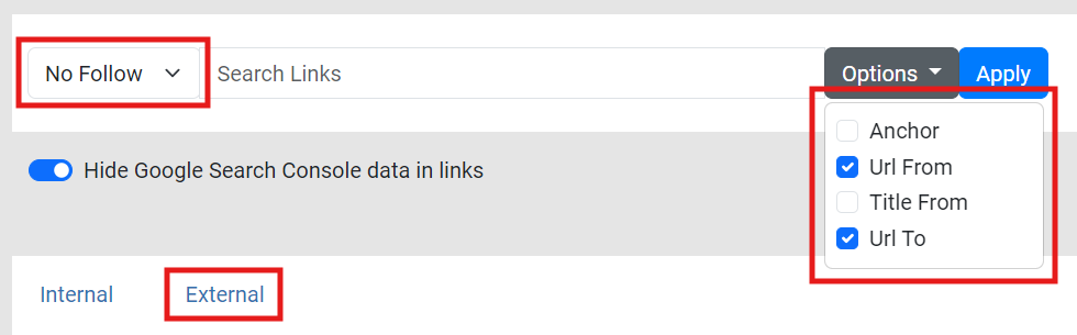 How to find externally pointing links with LinkStorm's Links tab