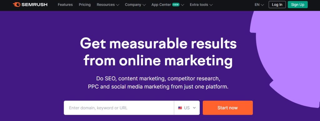 Semrush homepage