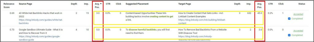 Screenshot of LinkStorm Scale-up and Scale-down opportunities