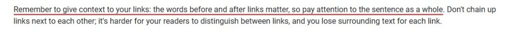 Screenshot of Google saying surrounding text can be used to provide context to anchor texts