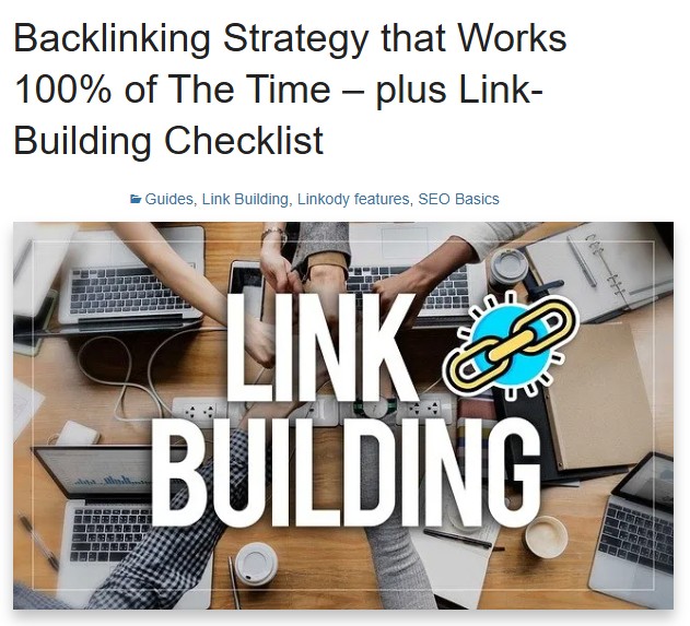 Screenshot of Linkody article about backlink strategy