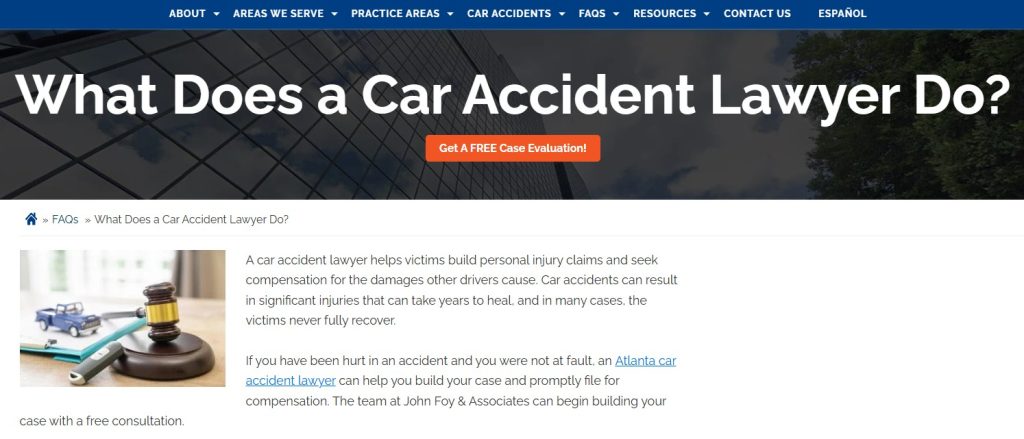 Screenshot of an article about what a car accident lawyer does