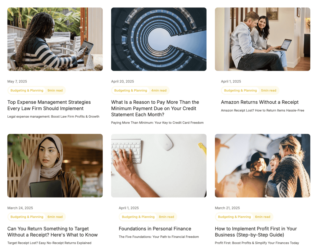 Screenshot of ExpenseMonkey blog archive